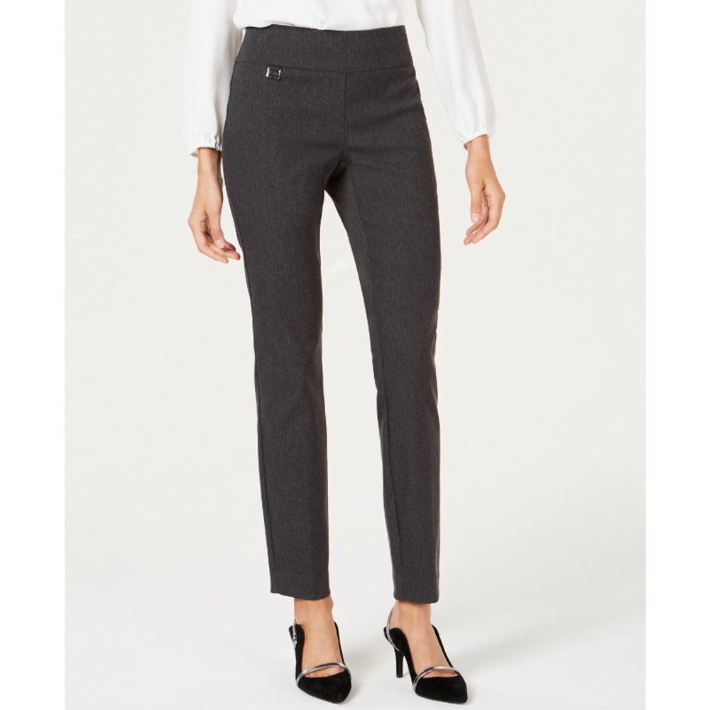 Alfani Petite Dark Grey Tummy-Control Pull-On Skinny Dress Pants NWT